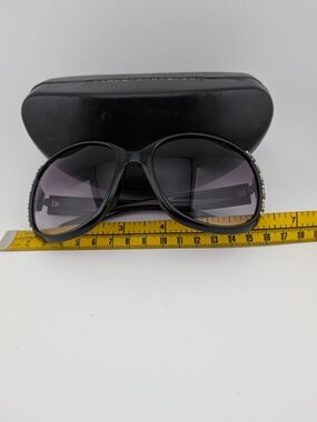 Cache' Women's Black Oversized Sunglasses with Rhinestone Temples